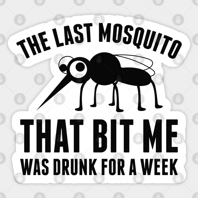 Drunk Mosquito Sticker by LuckyFoxDesigns